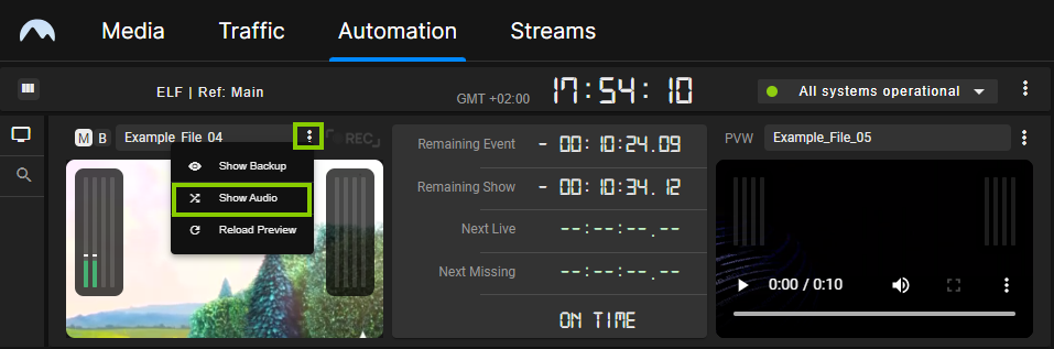 Automation - Open the audio mapping settings