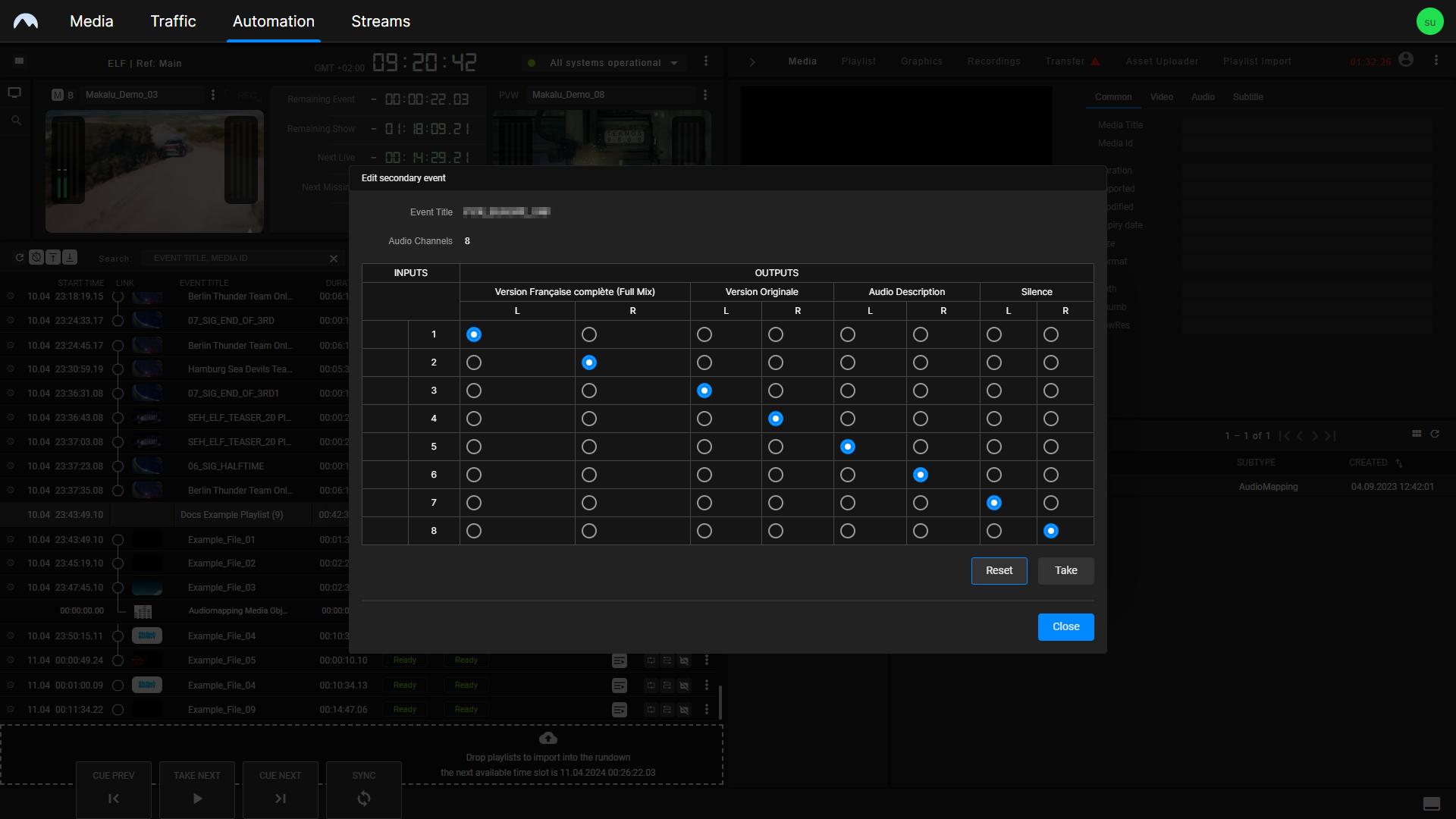 Automation - Change the audio mapping settings