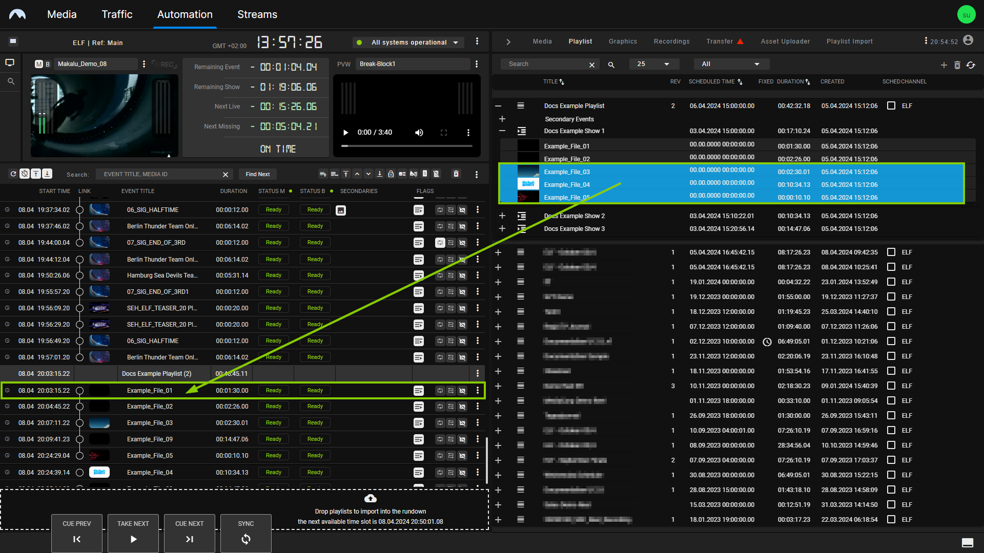 Automation - Add playlist items to the rundown via drag and drop