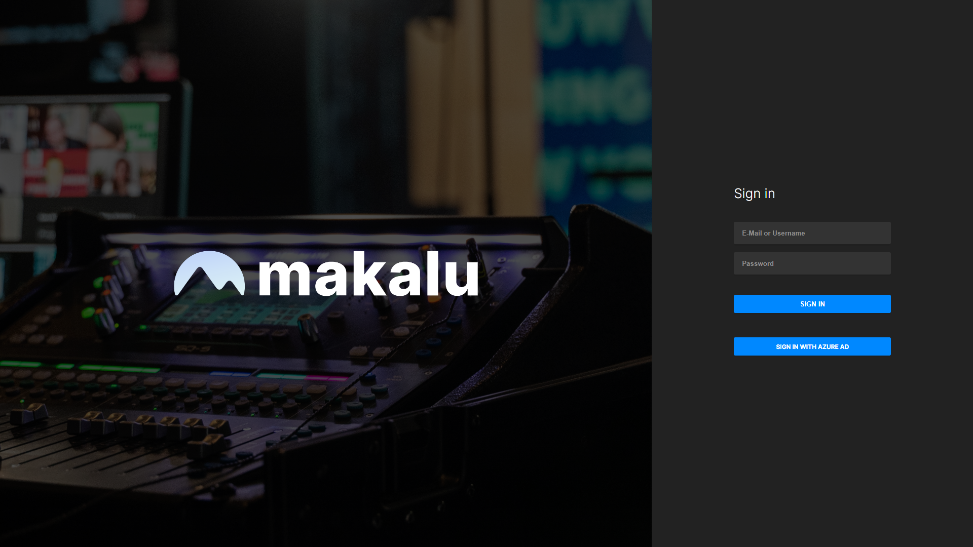 Makalu sign-in screen