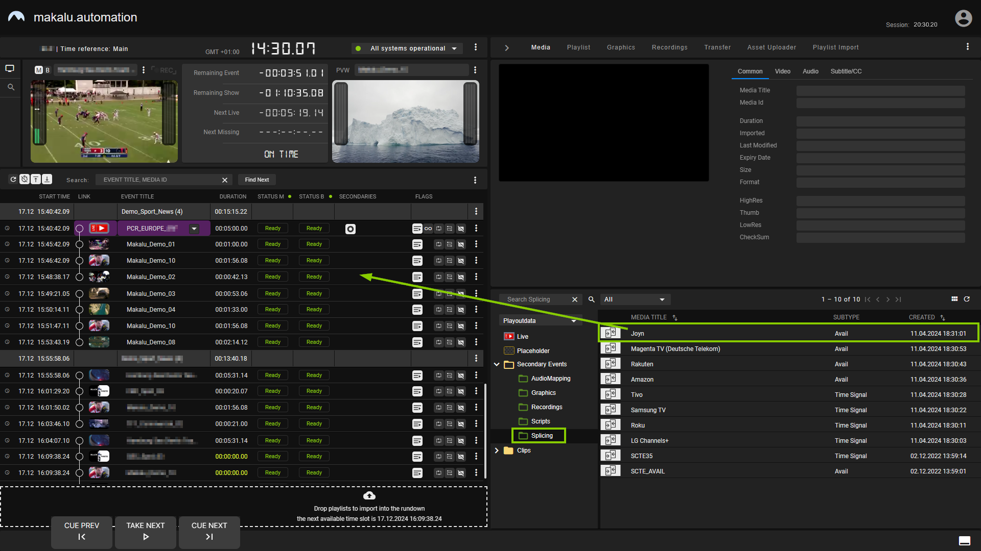 Automation - Add a splicing secondary event to the rundown