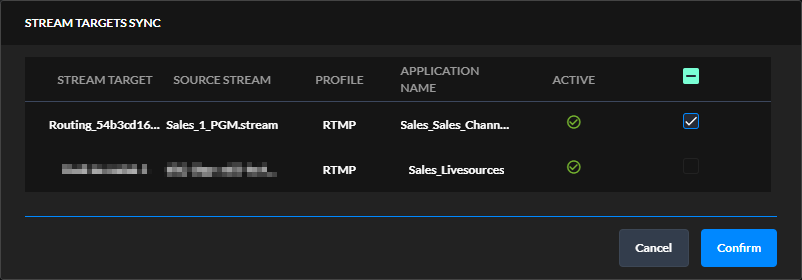 Stream Control - Synchronize stream targets