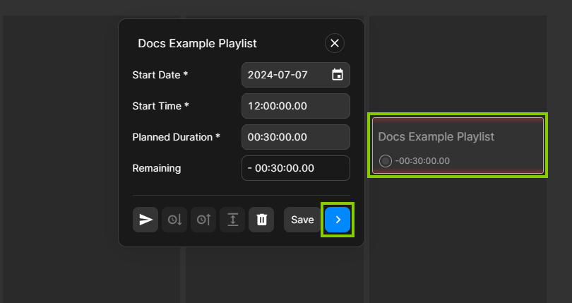 Traffic - Open playlist in Timetable view