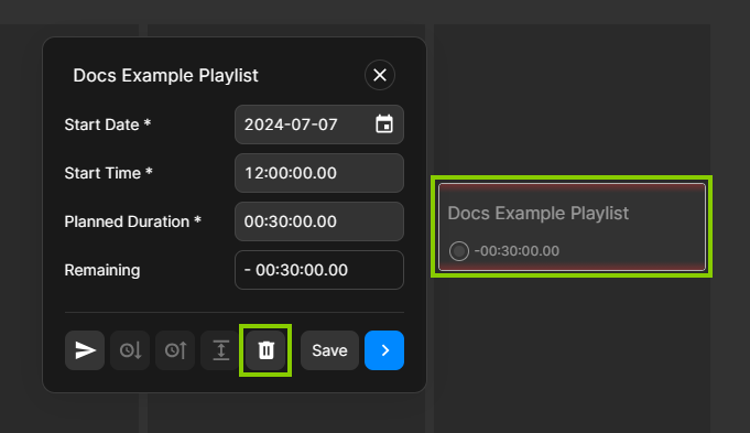 Traffic - Delete playlist in Timetable view