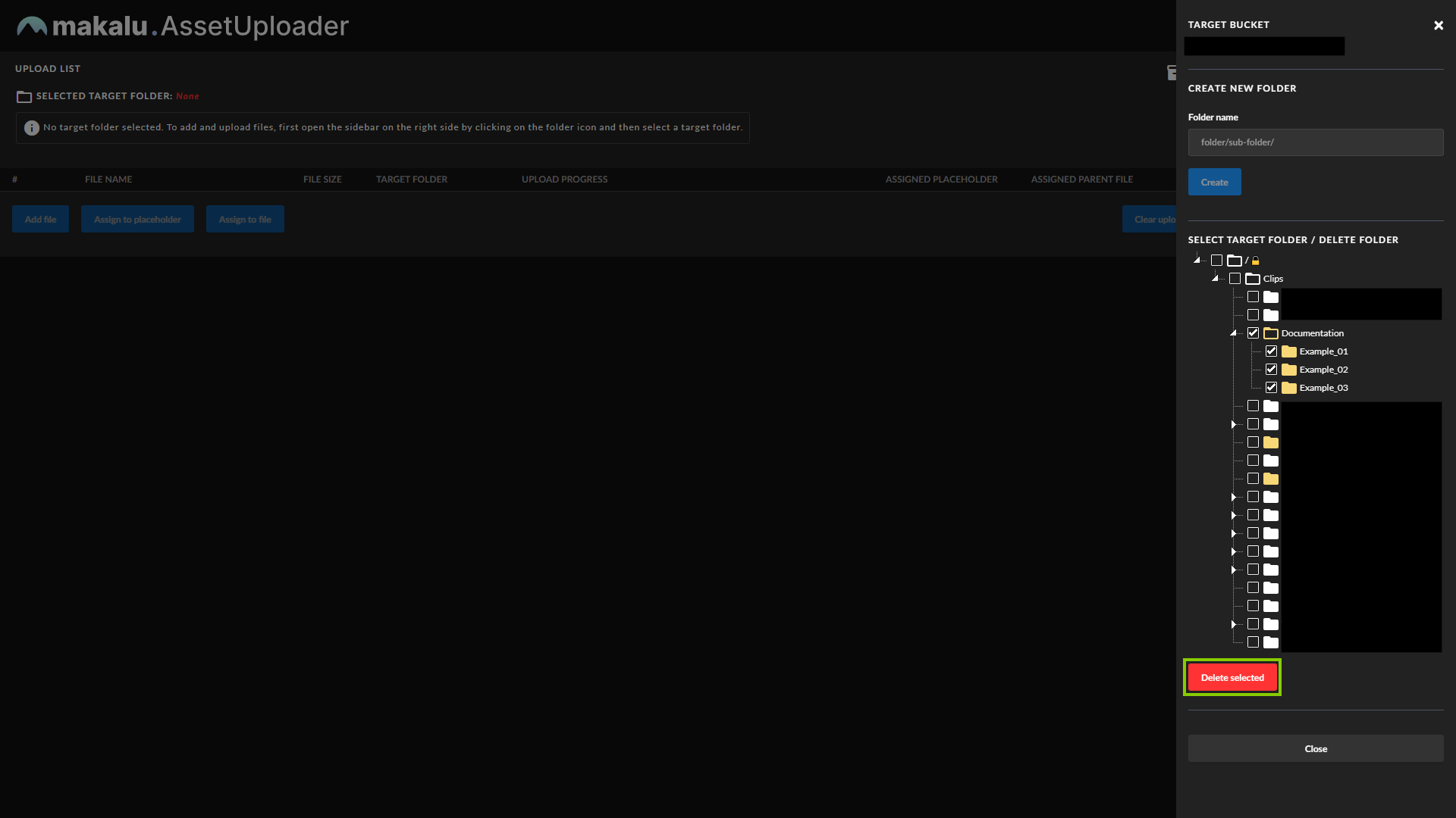 Asset Uploader - Delete selected empty folders