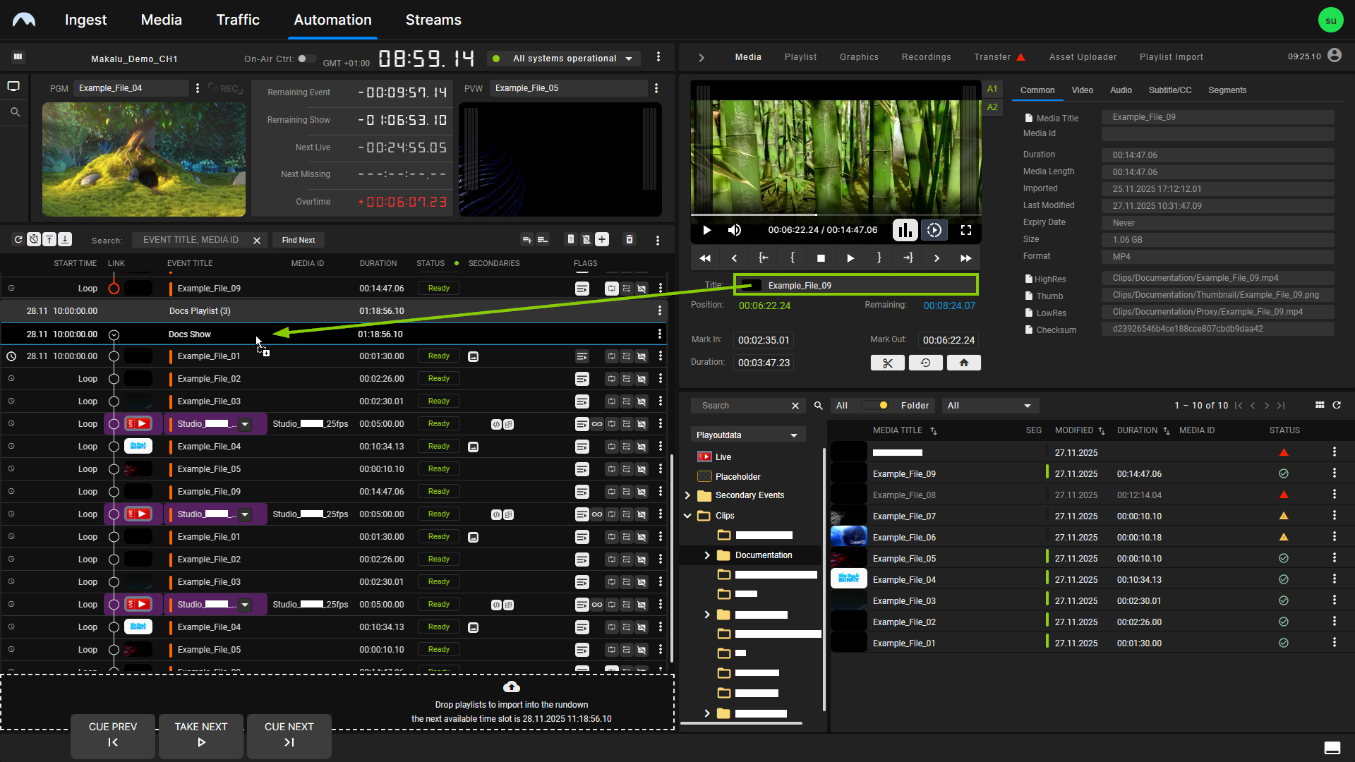 Automation - Add media segment to a show