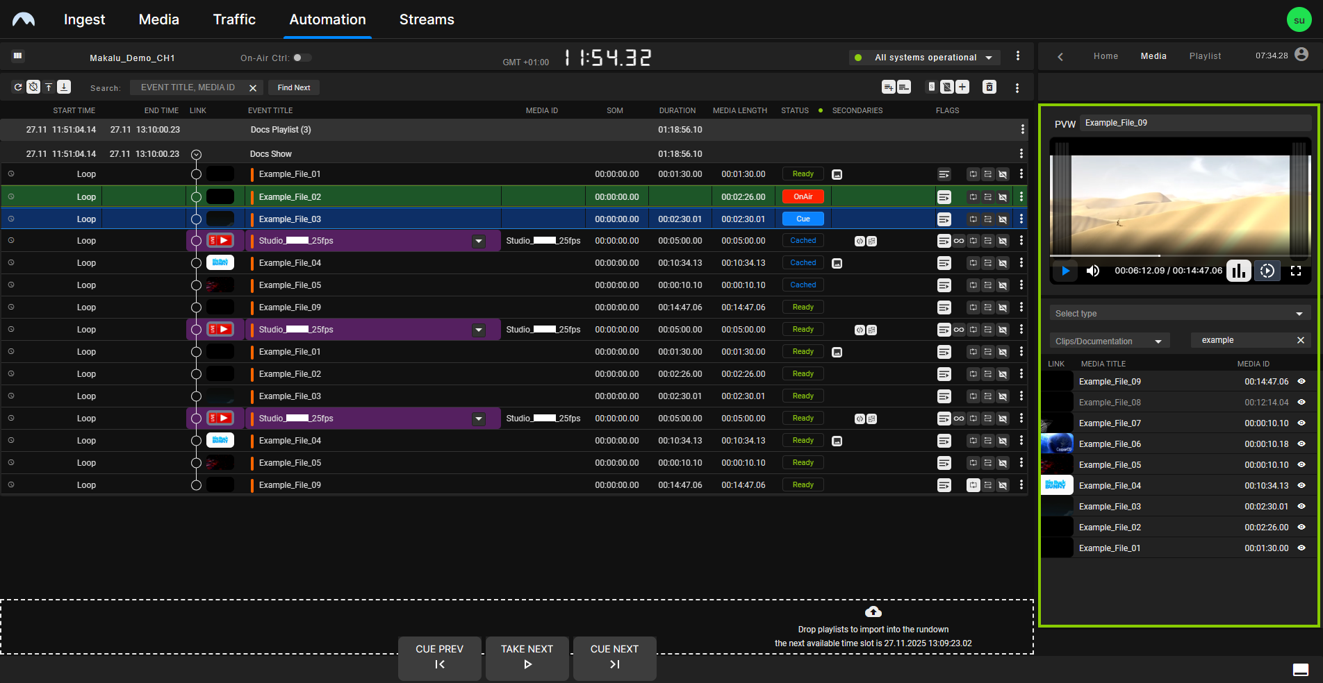 Automation - Media tab in rundown-centric view