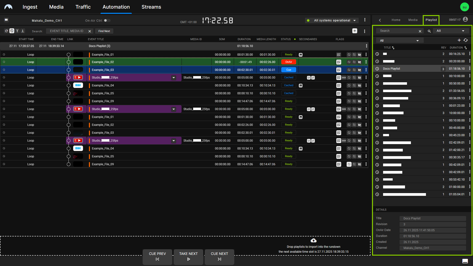 Automation - Playlist tab in rundown-centric view