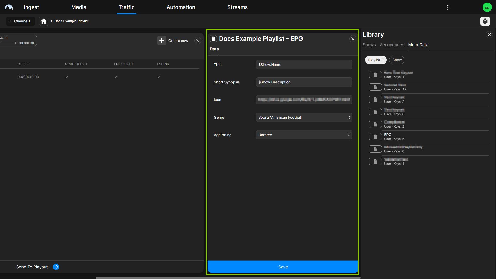 Traffic - Edit metadata properties