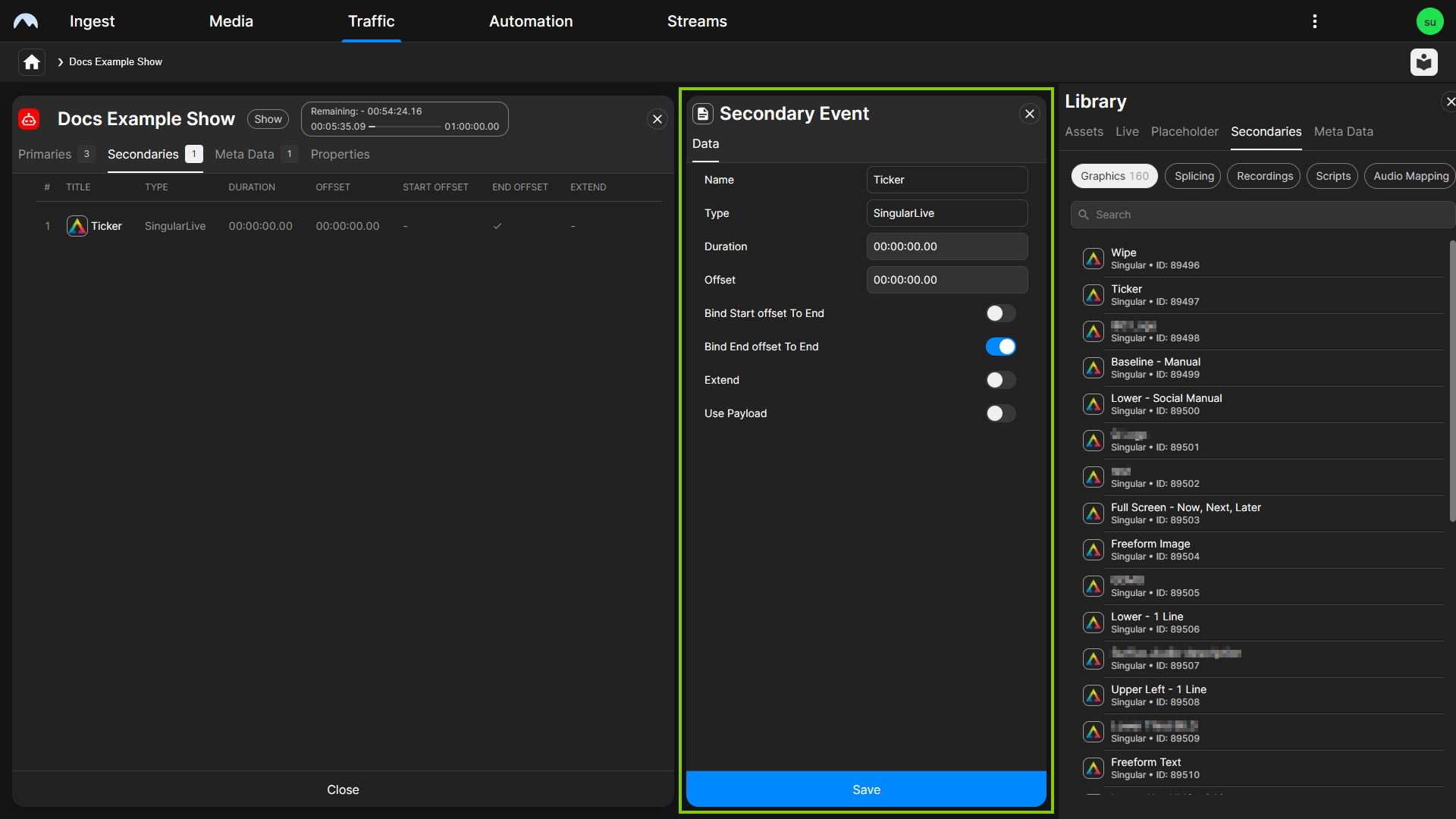 Traffic - Edit secondary event properties