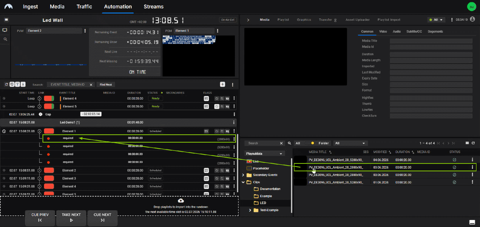 Automation - Assigning an asset to a clip element