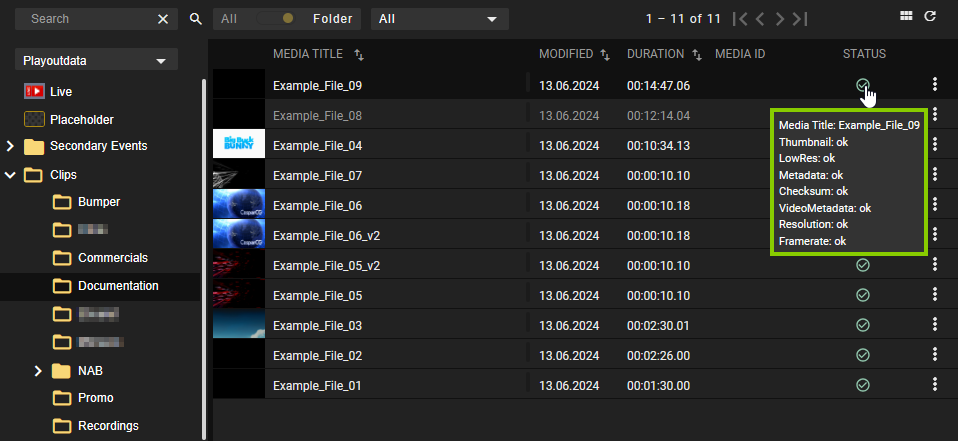 Automation - Detailed media asset status (time-related information)