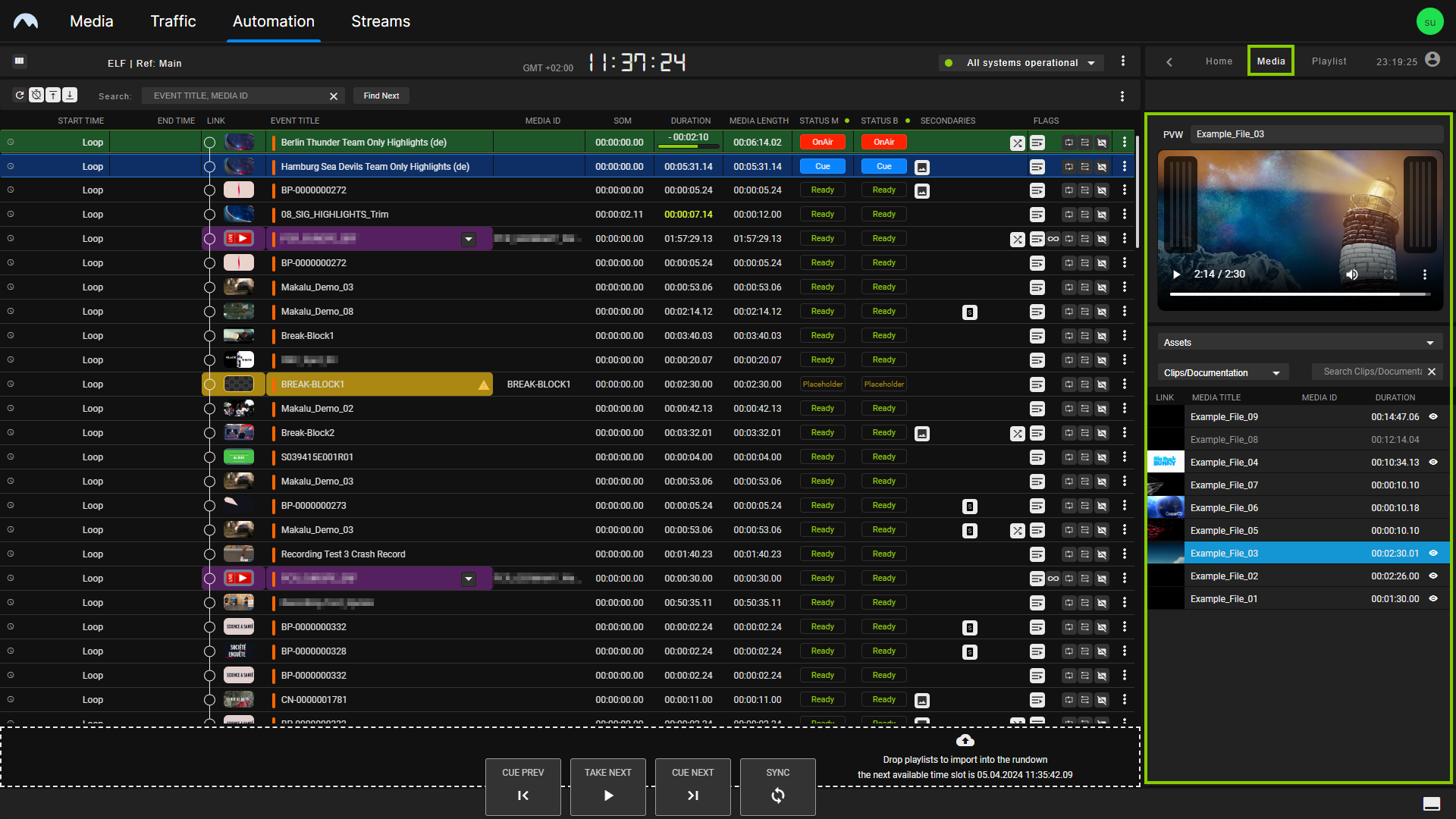 Automation - Media tab in rundown-centric view