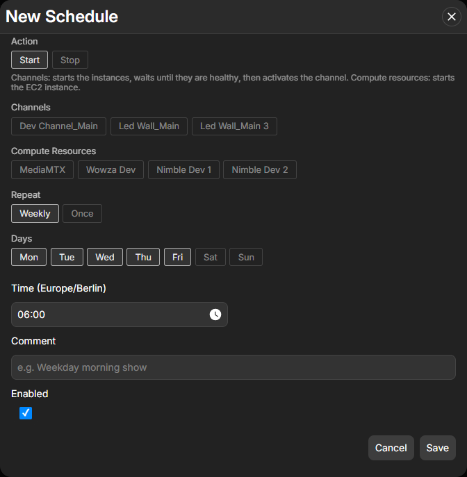 Makalu Admin - New schedule