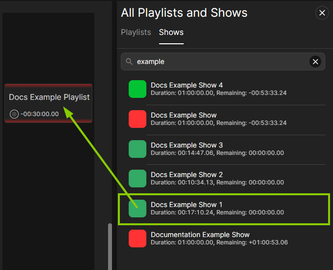 Traffic - Add show to playlist in Timetable view