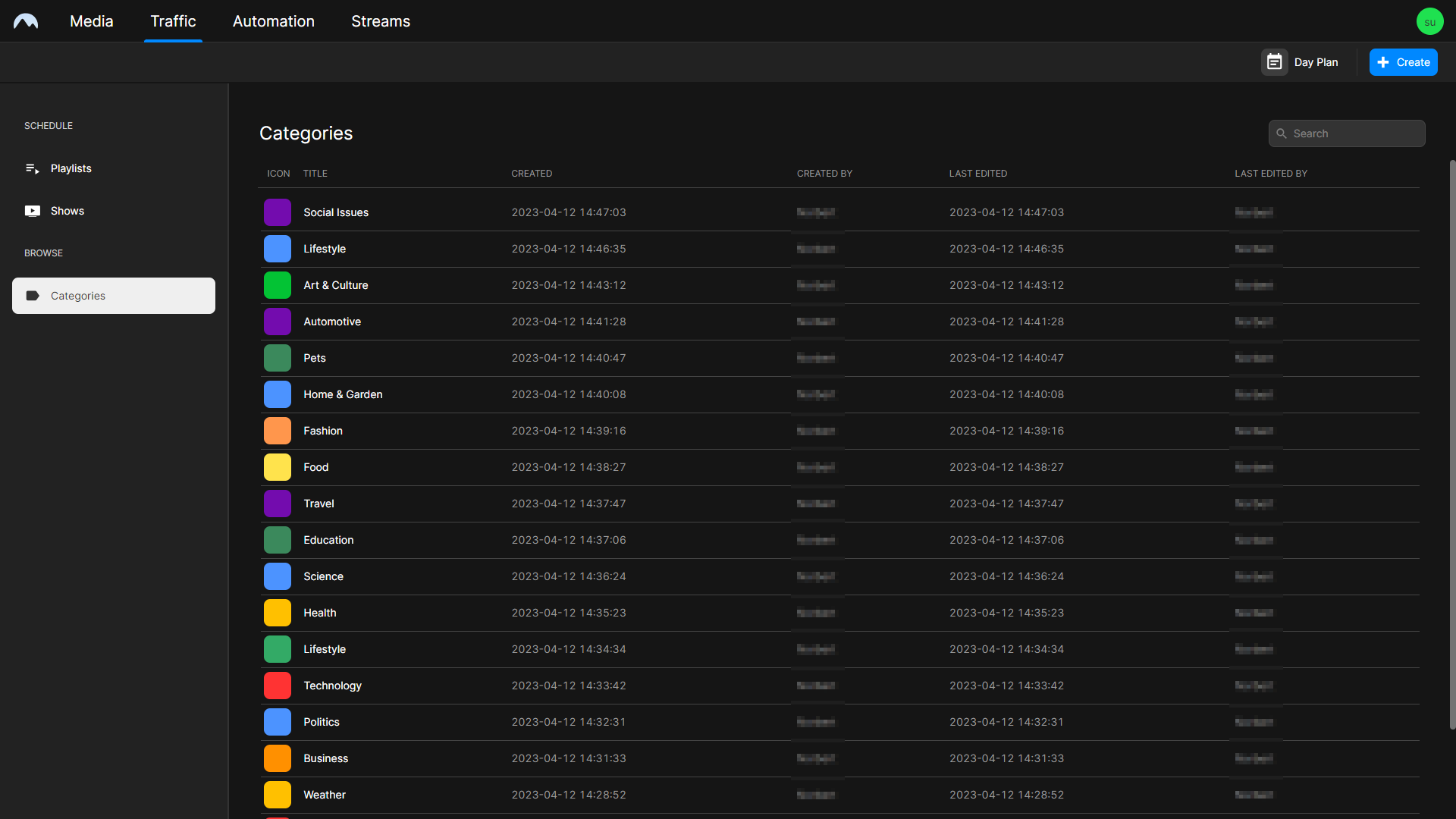 Traffic - Show categories